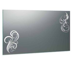 Badspiegel beleuchtet mit floralem Motiv - Fiore III Design