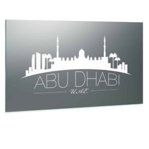 LED Wandspiegel mit Skyline Motiv - Abu Dhabi Skyline