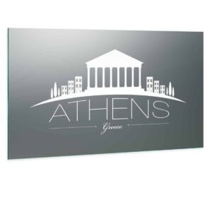 LED Wandspiegel mit Skyline Motiv - Athens Skyline