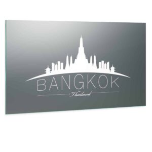 LED Wandspiegel mit Skyline Motiv - Bangkok Skyline