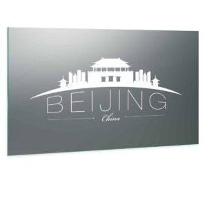 LED Wandspiegel mit Skyline Motiv - Beijing Skyline