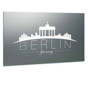 LED Wandspiegel mit Skyline Motiv - Berlin Skyline