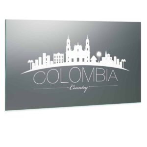 LED Wandspiegel mit Skyline Motiv - Colombia Skyline
