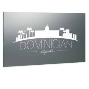 LED Wandspiegel mit Skyline Motiv - Dominician Skyline