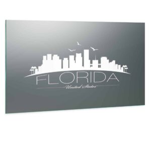 LED Wandspiegel mit Skyline Motiv - Florida Skyline