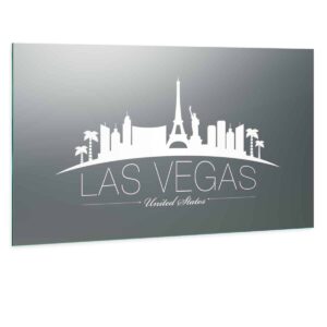 LED Wandspiegel mit Skyline Motiv - Las Vegas Skyline