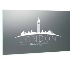 LED Wandspiegel mit Skyline Motiv - London Skyline