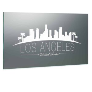 LED Wandspiegel mit Skyline Motiv - Los Angeles Skyline