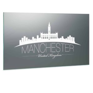 LED Wandspiegel mit Skyline Motiv - Manchester Skyline