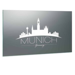 LED Wandspiegel mit Skyline Motiv - Munich Skyline