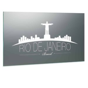 LED Wandspiegel mit Skyline Motiv - Rio de Janero Skyline