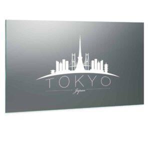 LED Wandspiegel mit Skyline Motiv - Tokyo Skyline