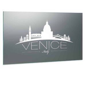 LED Wandspiegel mit Skyline Motiv - Venice Skyline