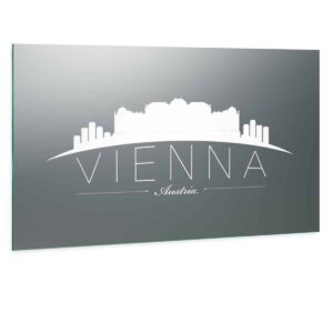 LED Wandspiegel mit Skyline Motiv - Vienna Skyline